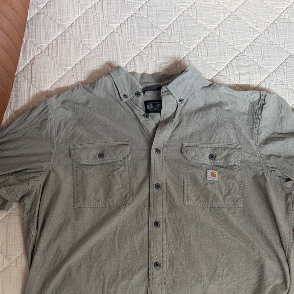 Carhartt Men's Casual Olive Button-Down Shirt